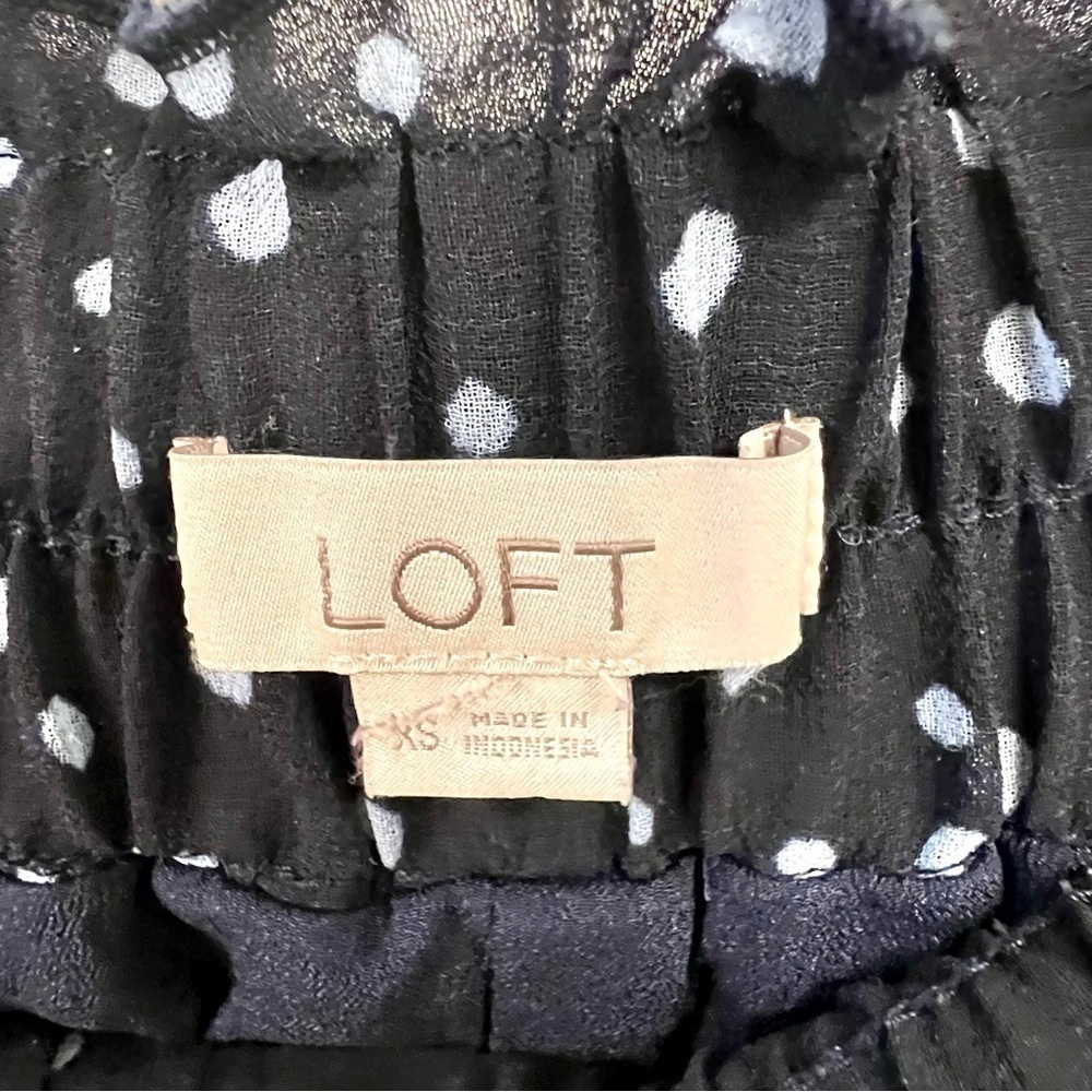 LOFT Dotted Pleated Midi Skirt Size XS Forever Navy Women's lined flowy chiffons - Picture 5 of 9